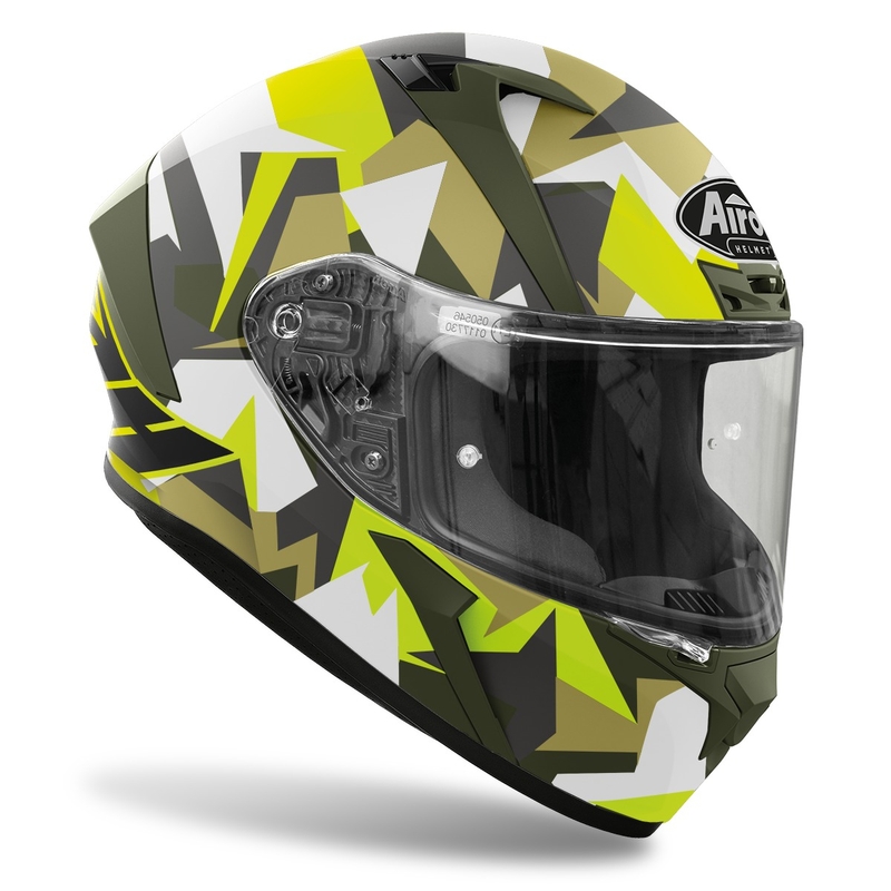 Integralna motoristična čelada Airoh Valor Army 2022 white-khaki-fluo green