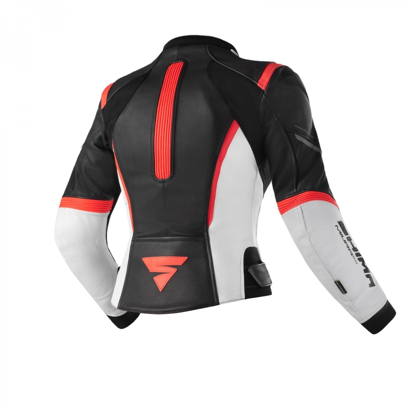 Ženska motoristična jakna Shima Miura 2.0 Black-White-Fluo Red
