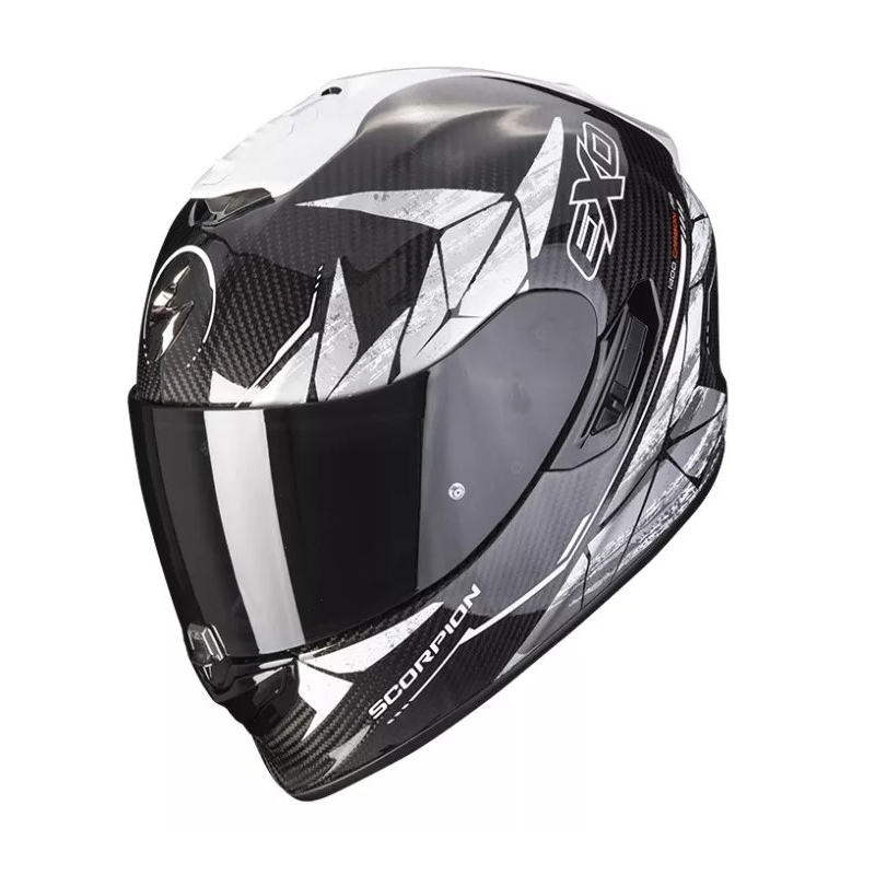 Scorpion EXO-1400 Carbon Air Aranea črno-bela integralna motoristična čelada