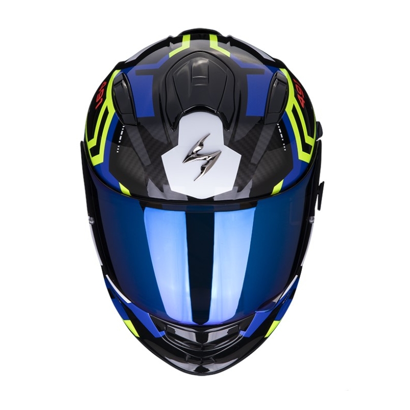 Integralna motoristična čelada SCORPION EXO-491 SPIN črna-modra-fluo rumena razprodaja