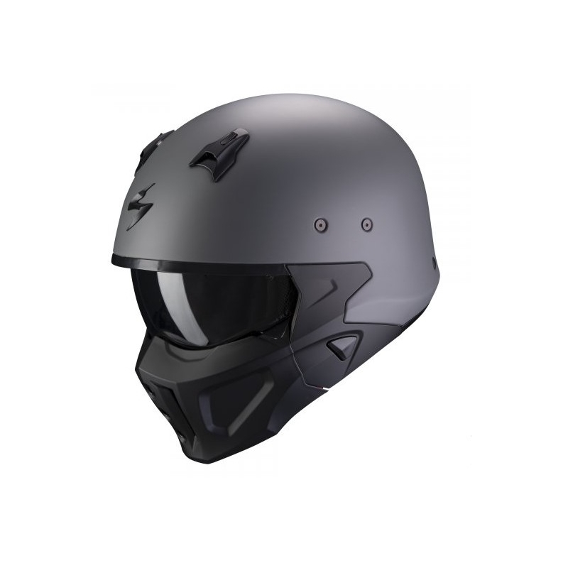 Odprta čelada z masko SCORPION COVERT-X trdno mat cementno siva