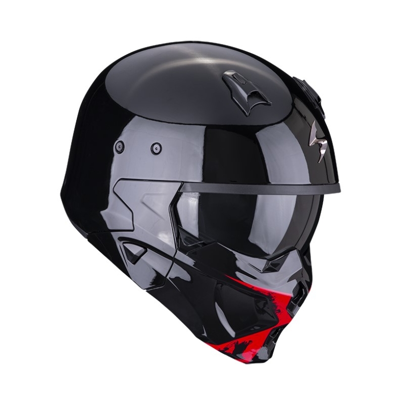 Odprta čelada z masko SCORPION COVERT-X TANKER črno-rdeča