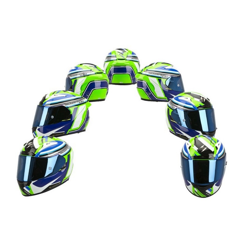 Integralna čelada za motorno kolo Scorpion EXO-2000 Avenger zeleno-modra razprodaja
