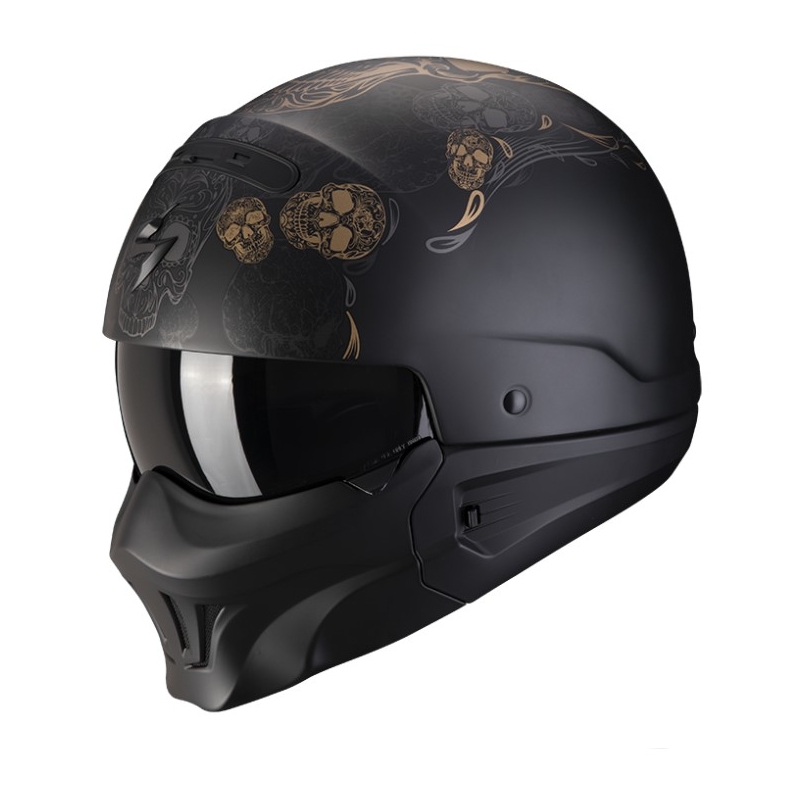 Motoristična čelada Scorpion EXO-COMBAT EVO KALAVERA mat črno-zlata