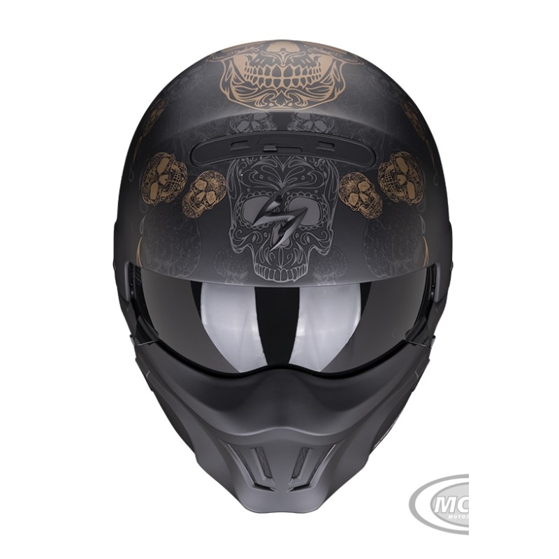 Motoristična čelada Scorpion EXO-COMBAT EVO KALAVERA mat črno-zlata