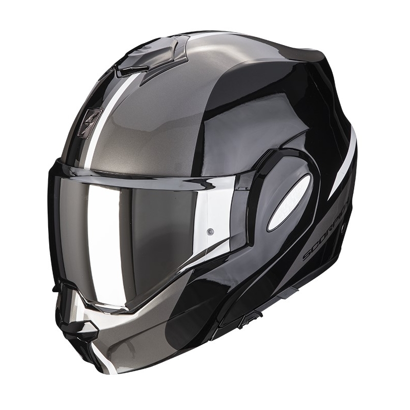 Zložljiva motoristična čelada Scorpion EXO-TECH FORZA črno-srebrna