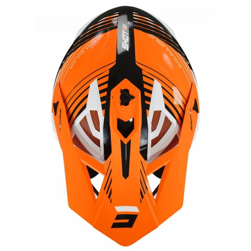 Motokros čelada Shot Lite Fury črno-bela-oranžna razprodaja