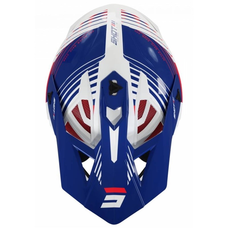 Motokros čelada Shot Lite Fury belo-modro-rdeča