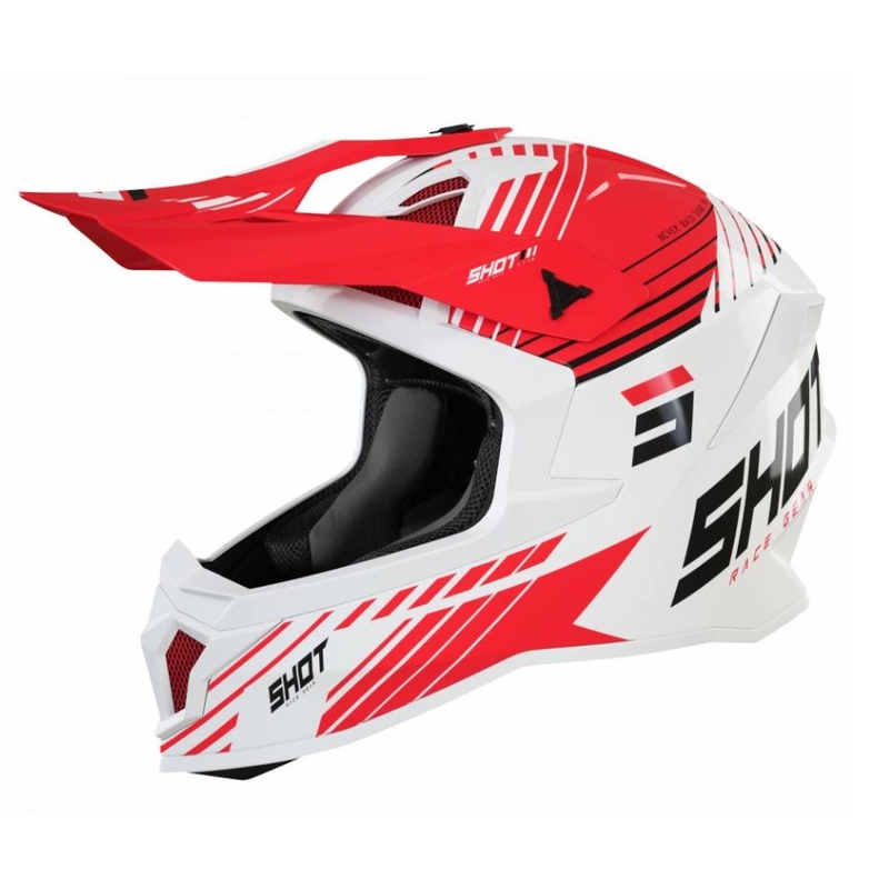 Motokros čelada Shot Lite Fury belo-rdeča razprodaja