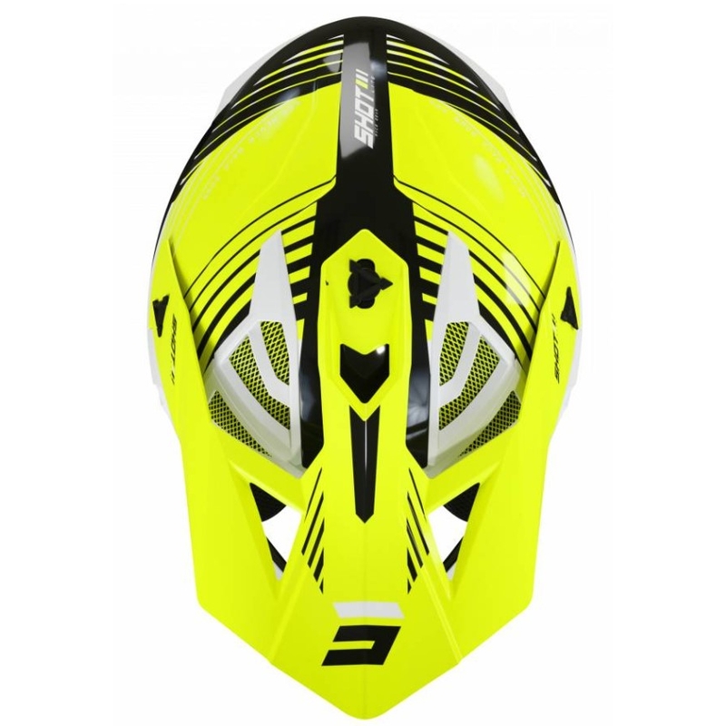 Motokros čelada Shot Lite Fury črno-bela-fluo rumena razprodaja