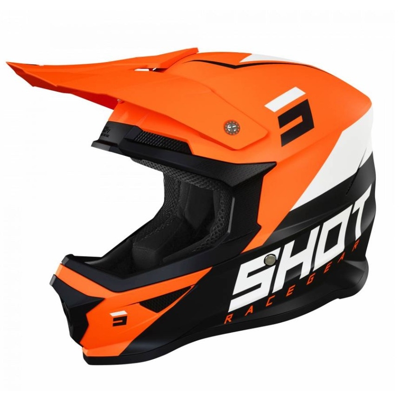 Motokros čelada Shot Furious Chase črno-bela-fluo oranžna razprodaja