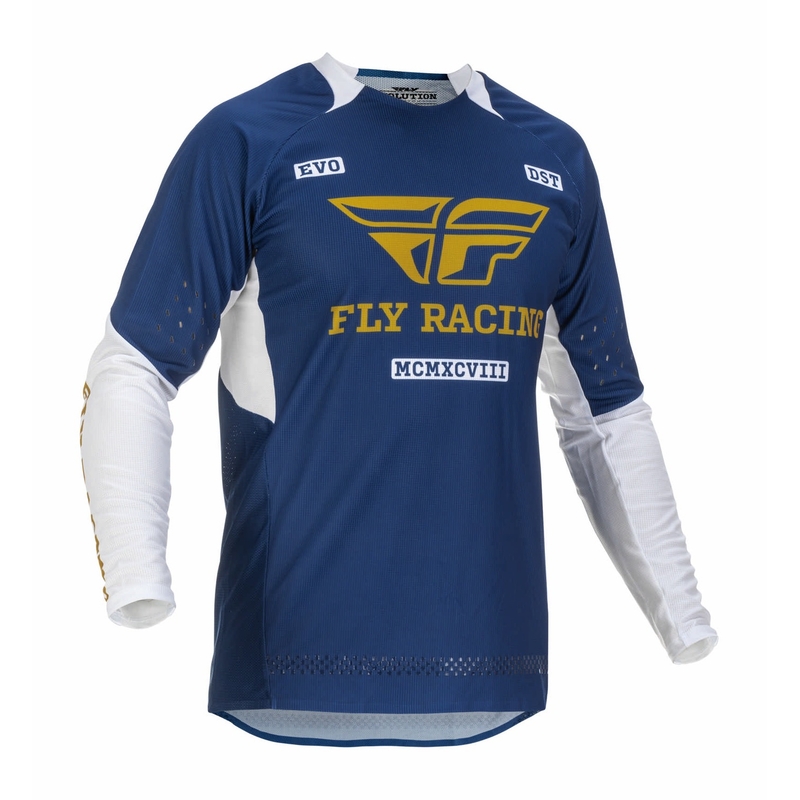 Motokros majica FLY Racing Evolution DST 2022 modro-zlatorumeno-bela