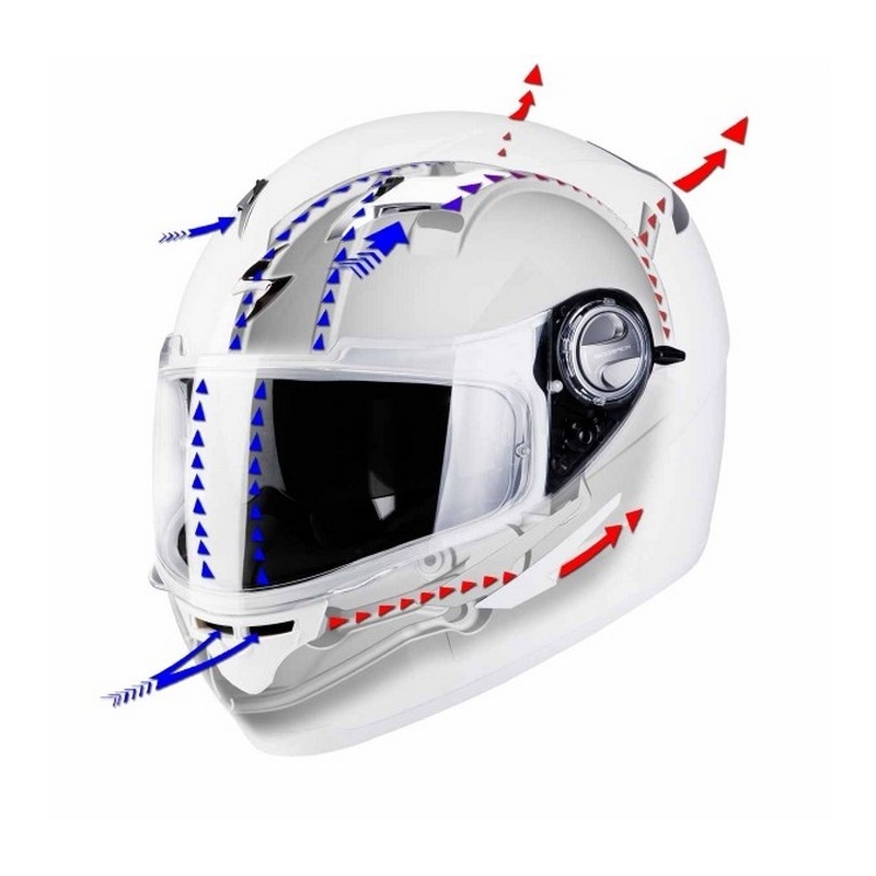 Integralna motoristična čelada Scorpion EXO-500 vezalke belo-srebrna razprodaja