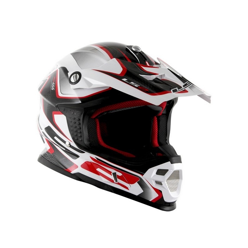 Motokros čelada LS2 MX456 Compass belo-rdeča razprodaja
