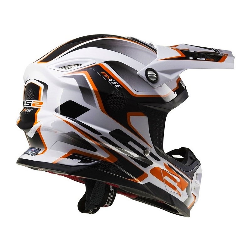 Motokros čelada LS2 MX456 Compass belo-oranžna