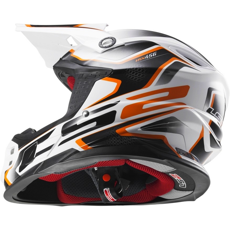 Motokros čelada LS2 MX456 Compass belo-oranžna