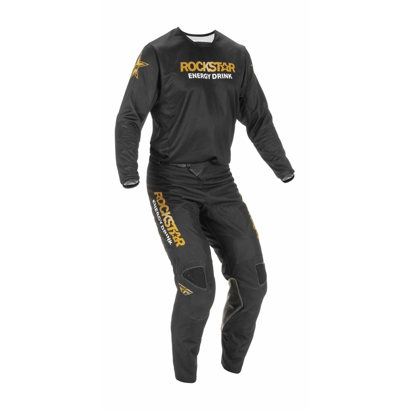 Motokros hlače FLY Racing Kinetic Rockstar 2022 gold-black razprodaja