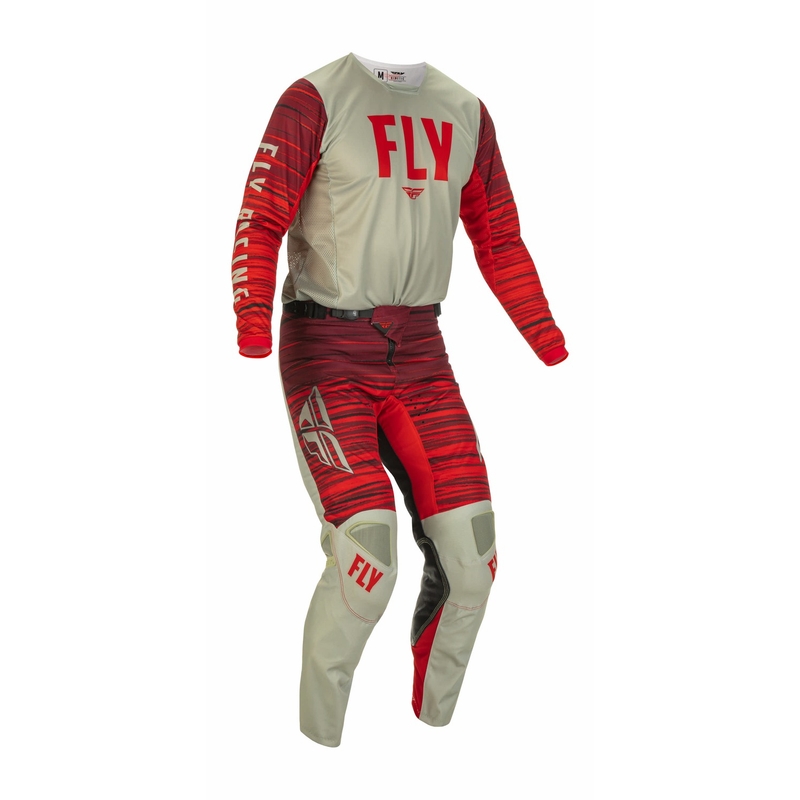 Motokros hlače FLY Racing Kinetic Wawe 2022 siva in rdeča