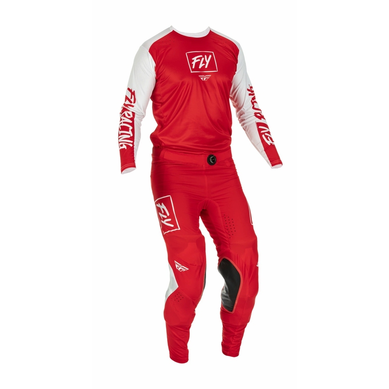 Motokros hlače FLY Racing Lite 2022 belo-rdeče