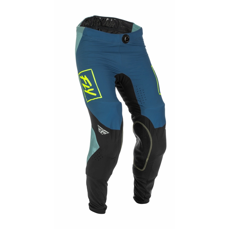 Motokros hlače FLY Racing Lite 2022 sivo-turkizna hi-vis