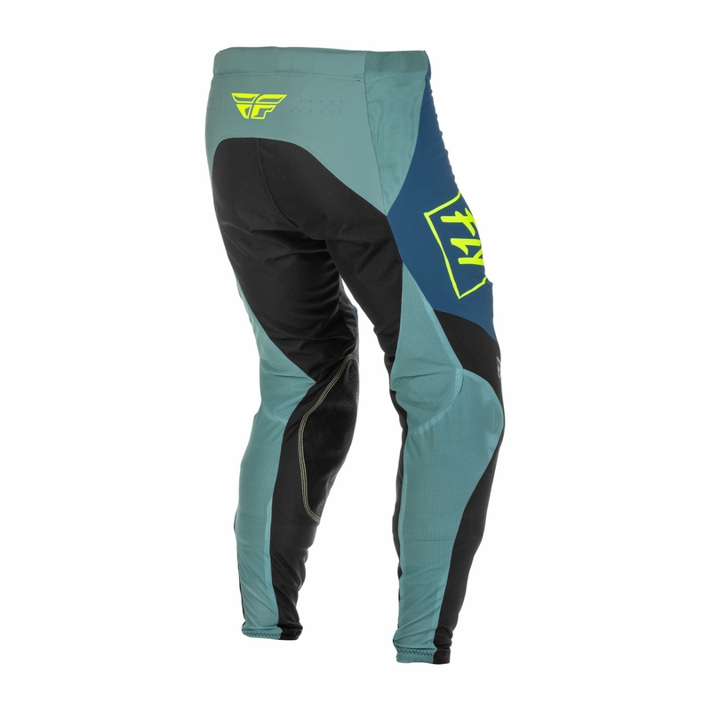Motokros hlače FLY Racing Lite 2022 sivo-turkizna hi-vis