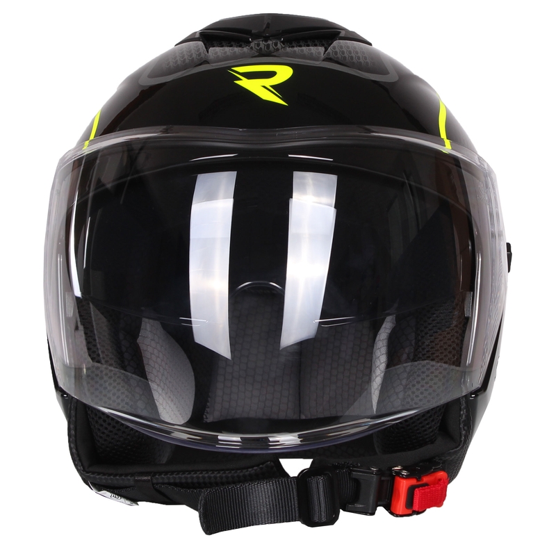 Odprta motoristična čelada Street Racer Pilot Black and Yellow