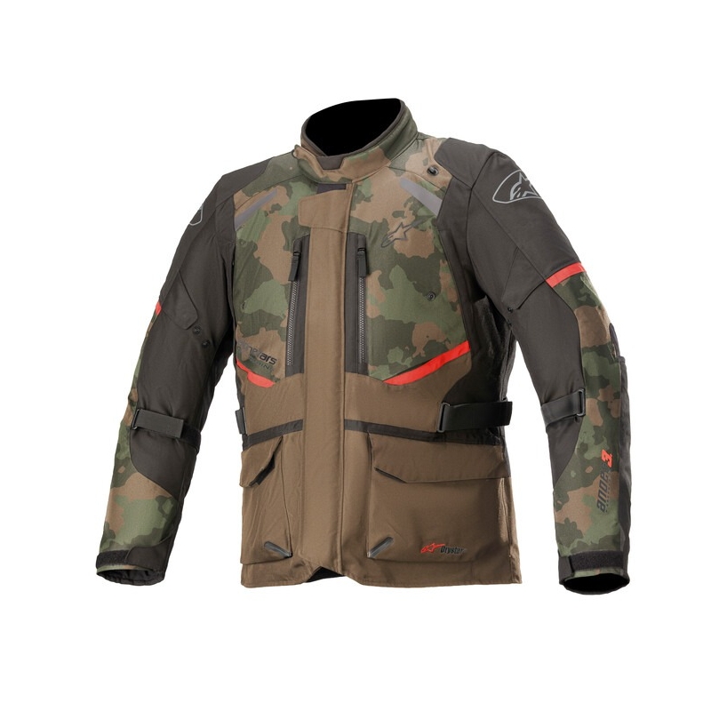 Alpinestars Andes Drystar camo zeleno-črno-rdeča motoristična jakna razprodaja