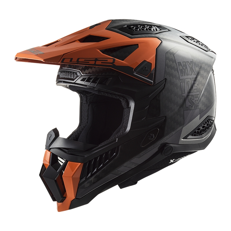 Motokros čelada LS2 MX703 X-Force Victory Titanium črno-oranžna