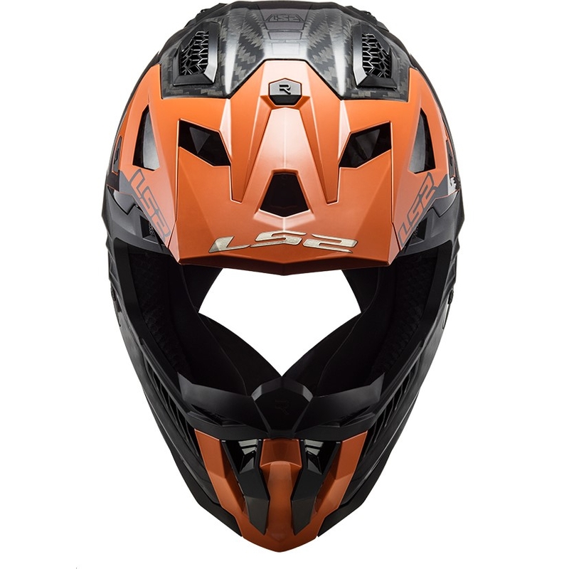 Motokros čelada LS2 MX703 X-Force Victory Titanium črno-oranžna