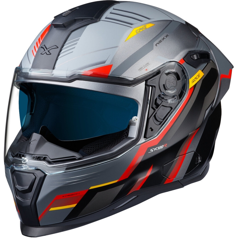 Integralna motoristična čelada NEXX SX.100R Gridline sivo-rdeča razprodaja