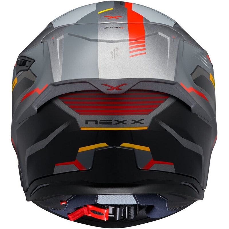 Integralna motoristična čelada NEXX SX.100R Gridline sivo-rdeča razprodaja