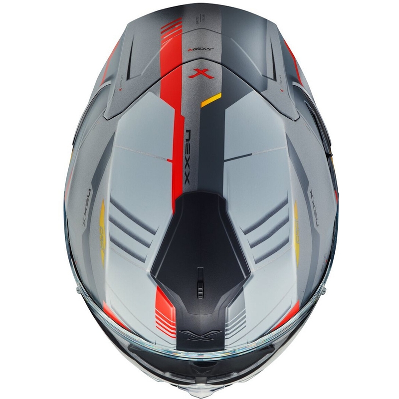 Integralna motoristična čelada NEXX SX.100R Gridline sivo-rdeča razprodaja