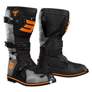 Shot Race 2 črno-kamufanski-fluo oranžni motoristični škornji