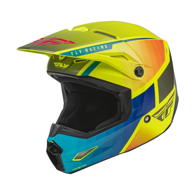 Otroška čelada za motokros FLY Racing Kinetic Drift blue-fluo yellow-grey
