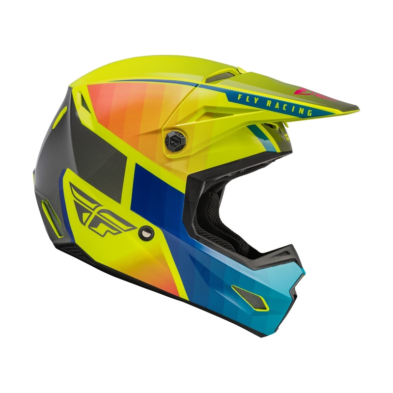 Otroška čelada za motokros FLY Racing Kinetic Drift blue-fluo yellow-grey