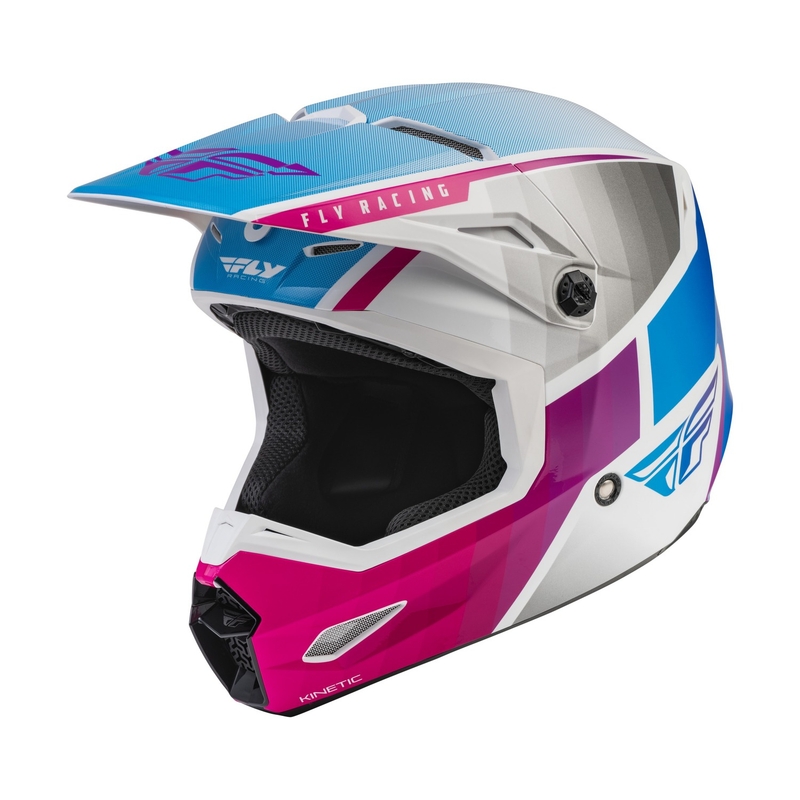 Otroška čelada za motokros FLY Racing Kinetic Drift roza-belo-modra