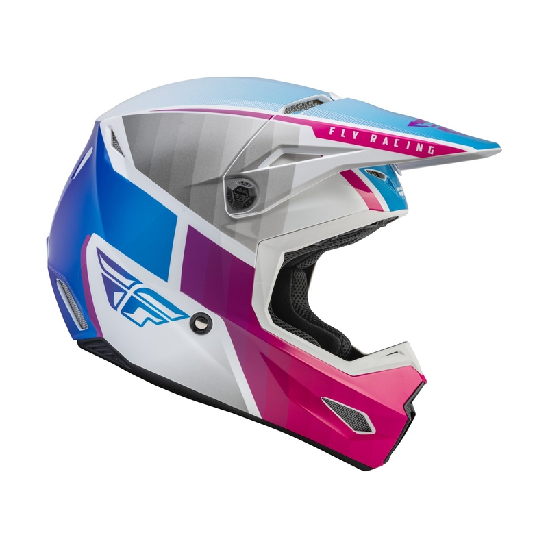 Otroška čelada za motokros FLY Racing Kinetic Drift roza-belo-modra