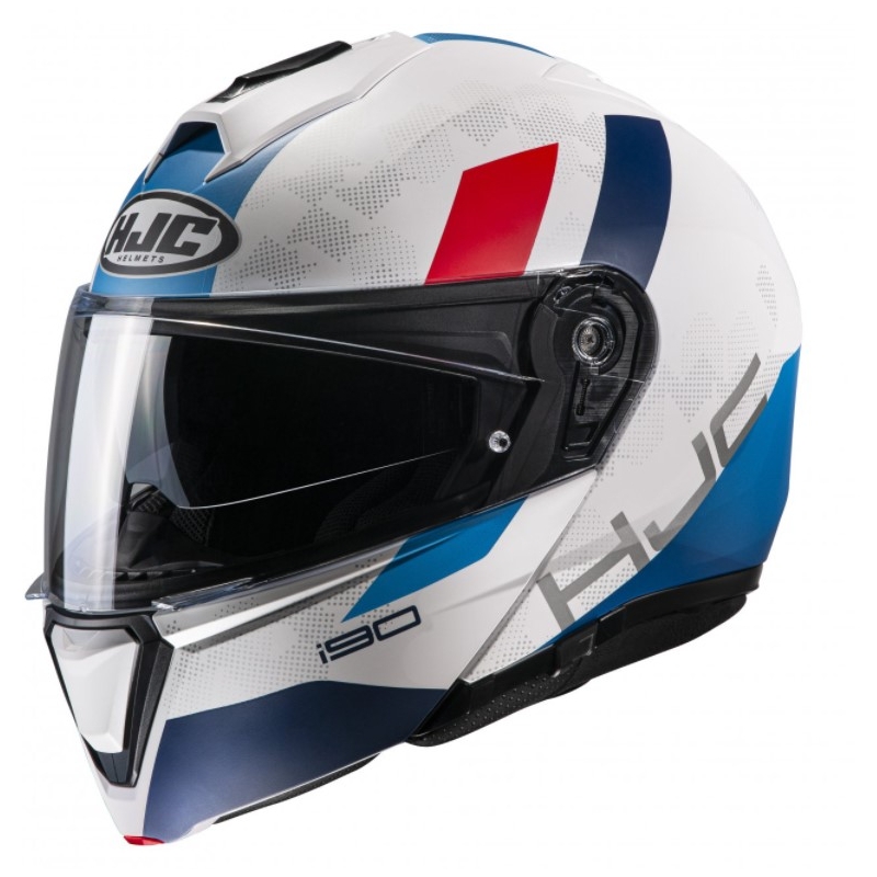 HJC I90 Syrex MC21SF rdeče-modro-bela motoristična čelada s preklopom