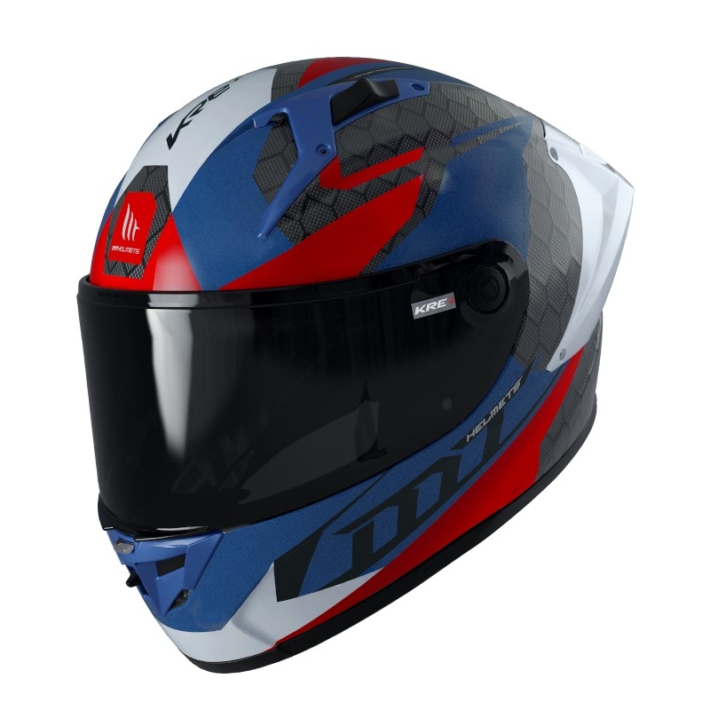 MT FF103PLUSC KRE+ Carbon Projectile D7 sivo-belo-rdeče-modra integralna motoristična čelada