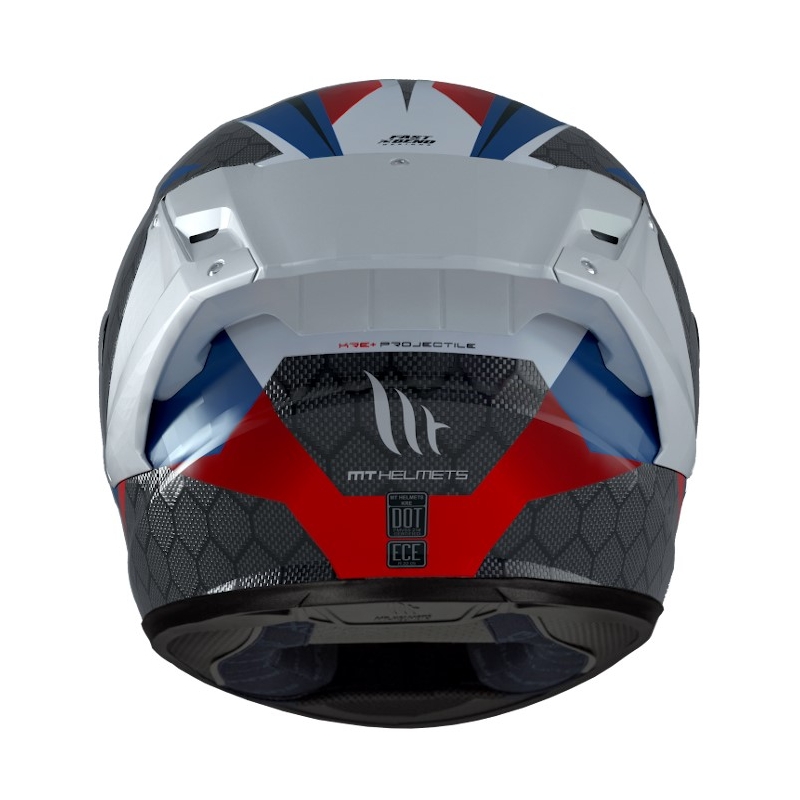 MT FF103PLUSC KRE+ Carbon Projectile D7 sivo-belo-rdeče-modra integralna motoristična čelada