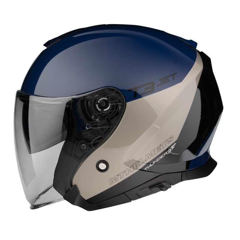Odprta motoristična čelada MT OF504SV Thunder 3 SV Jet Xpert A17 silver-blue