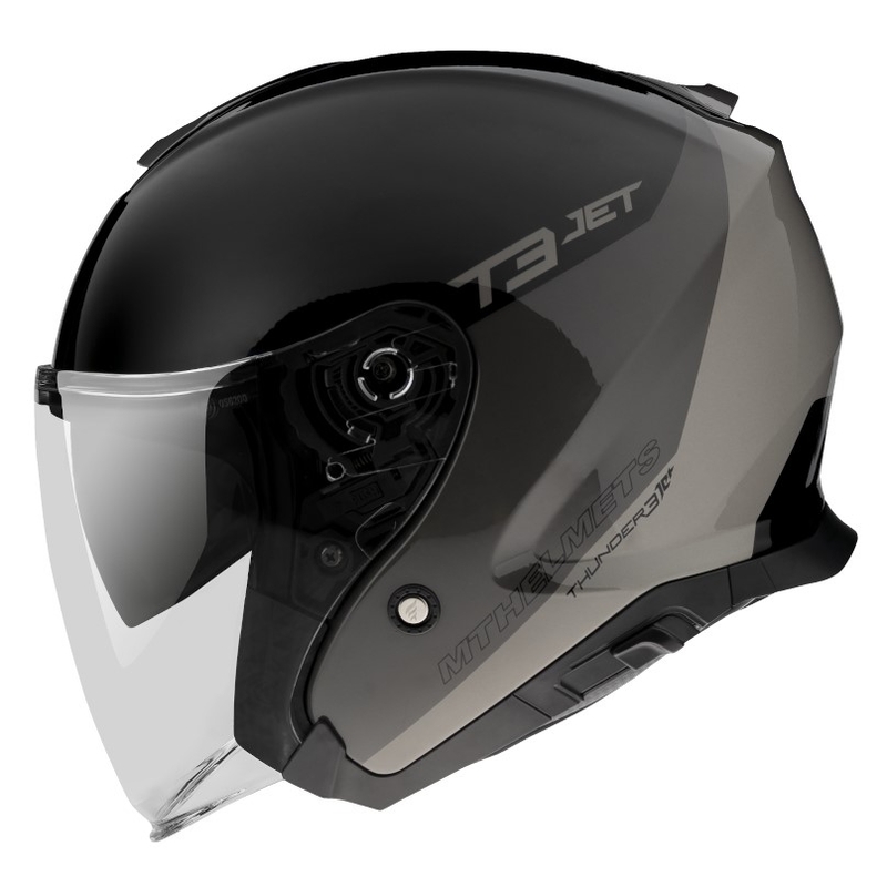 MT OF504SV Thunder 3 SV Jet Xpert C2 črno-siva odprta motoristična čelada