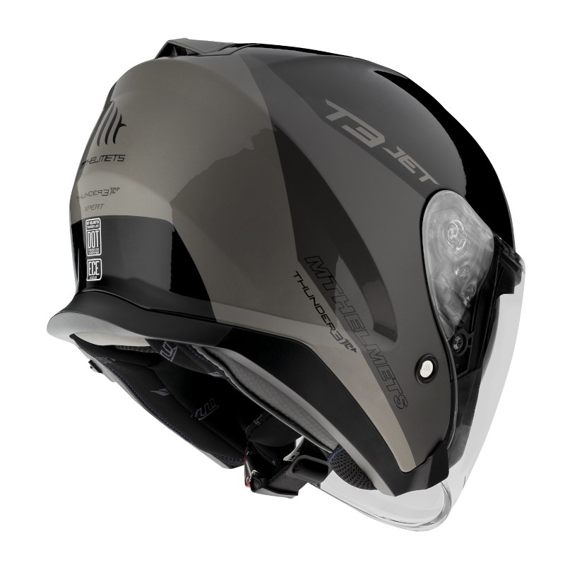 MT OF504SV Thunder 3 SV Jet Xpert C2 črno-siva odprta motoristična čelada
