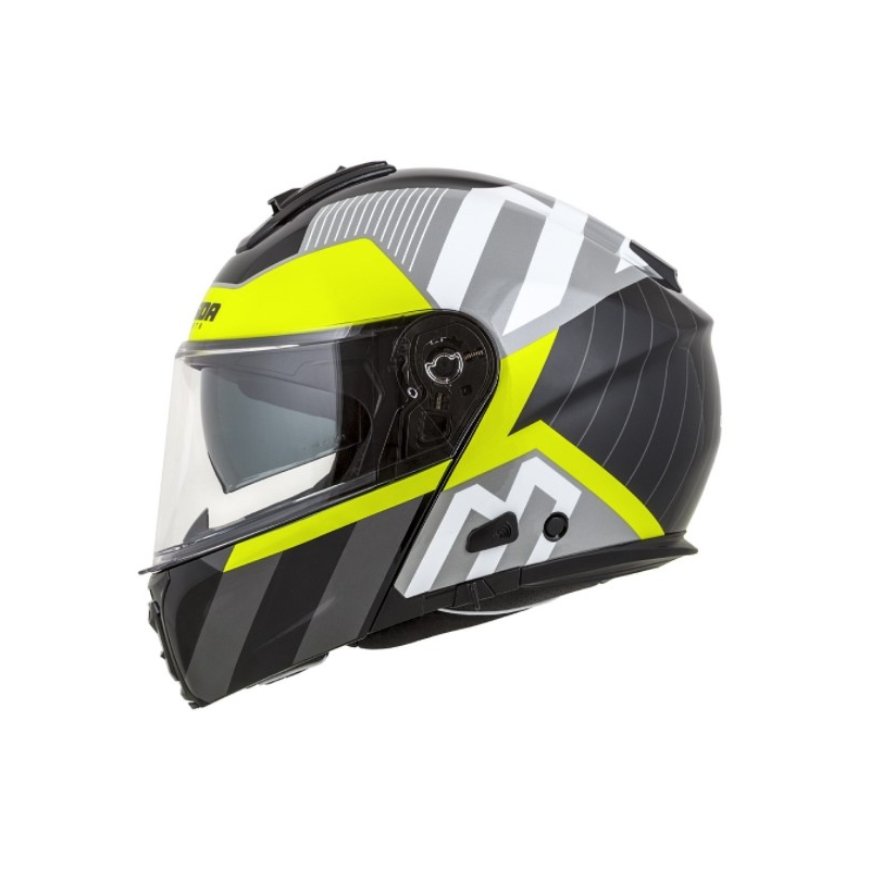 Cassida Modulo 2.0 Profile motoristična čelada bela-siva-črna-fluo rumena