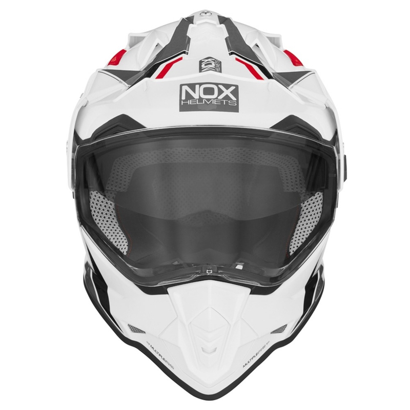 Enduro čelada NOX N312 BLOCK 2022 sivo-rdeče-bela razprodaja