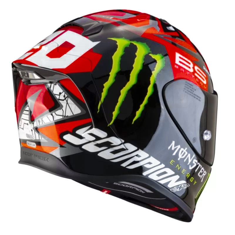 Integralna motoristična čelada Scorpion EXO-R1 Air Fabio Quartararo Monster Replica black-fluo red glossy
