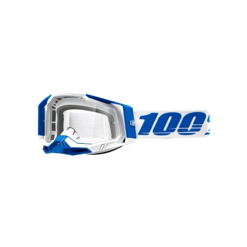 Motokros očala 100% RACECRAFT 2 Isola modra in bela (prozoren pleksi)