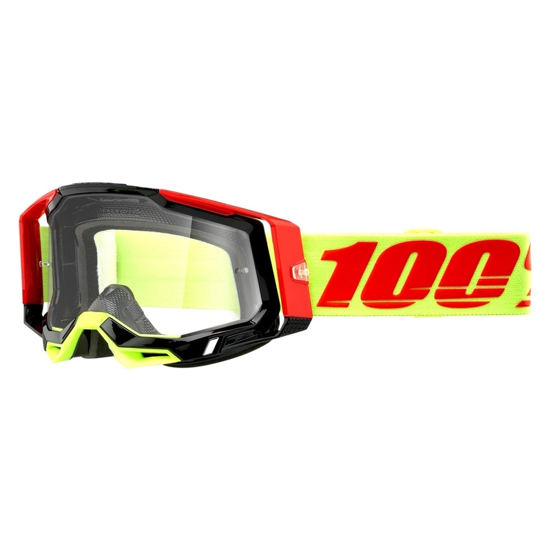 Motokros očala 100% RACECRAFT 2 Wiz rdeče-rumene barve (prozoren pleksi)
