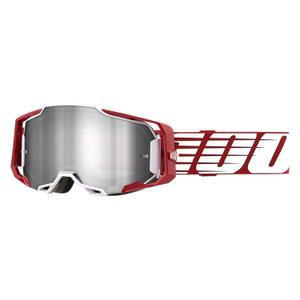 Motokros očala 100% ARMEGA Oversized Deep white-red (srebrna pleksi)