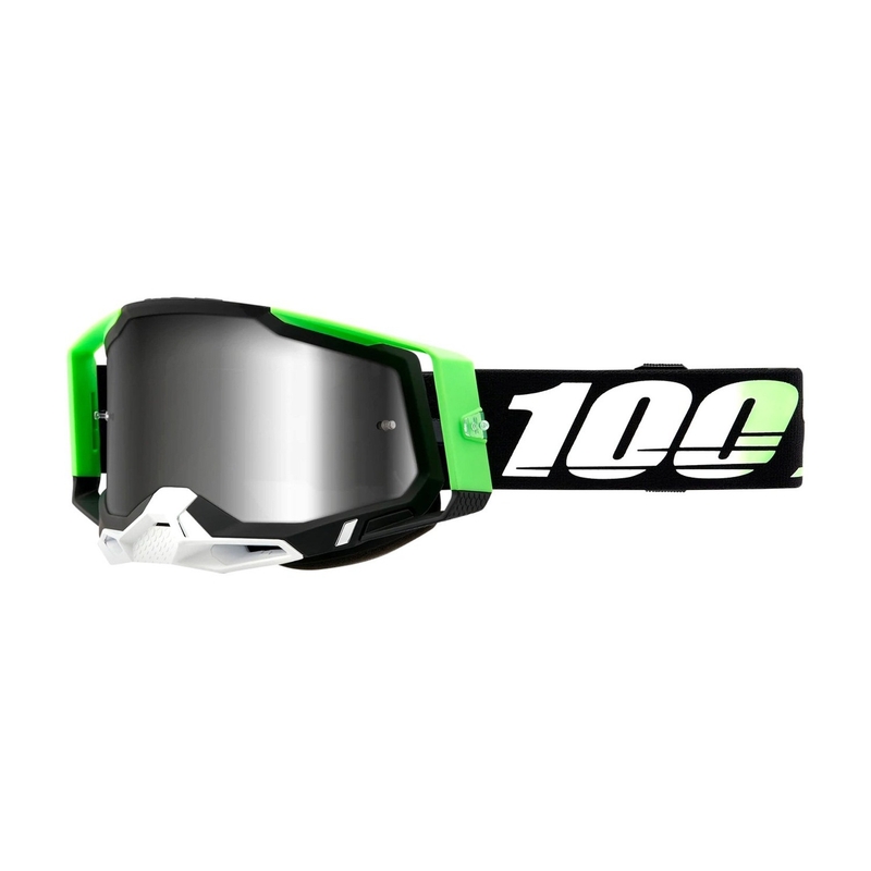 Motokros očala 100% RACECRAFT 2 Calcutta green-white-black (silver plexi)